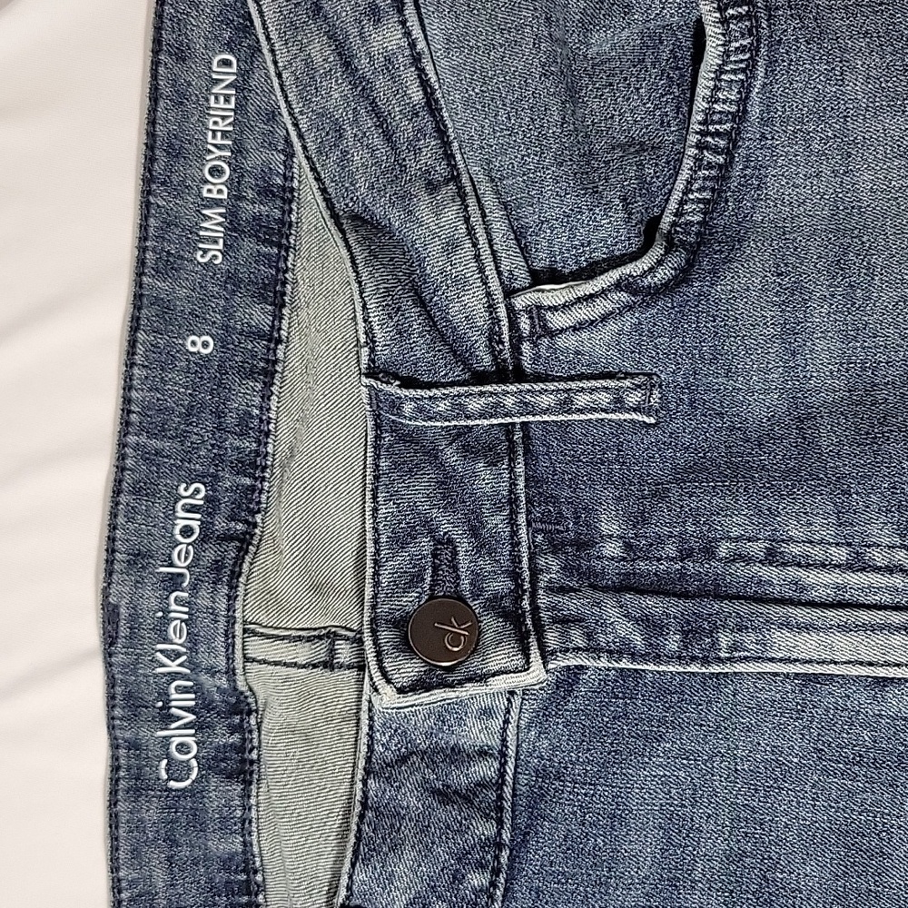 COPY - Calvin Klein Slim Boyfriend Jeans Blue Womens 2l8 Dark Wash Midrise Deni…